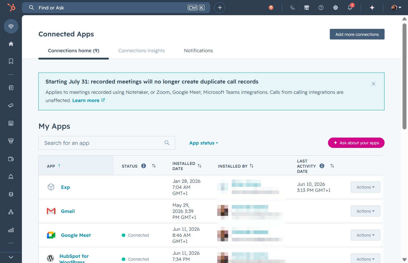 Click the Connections insights tab