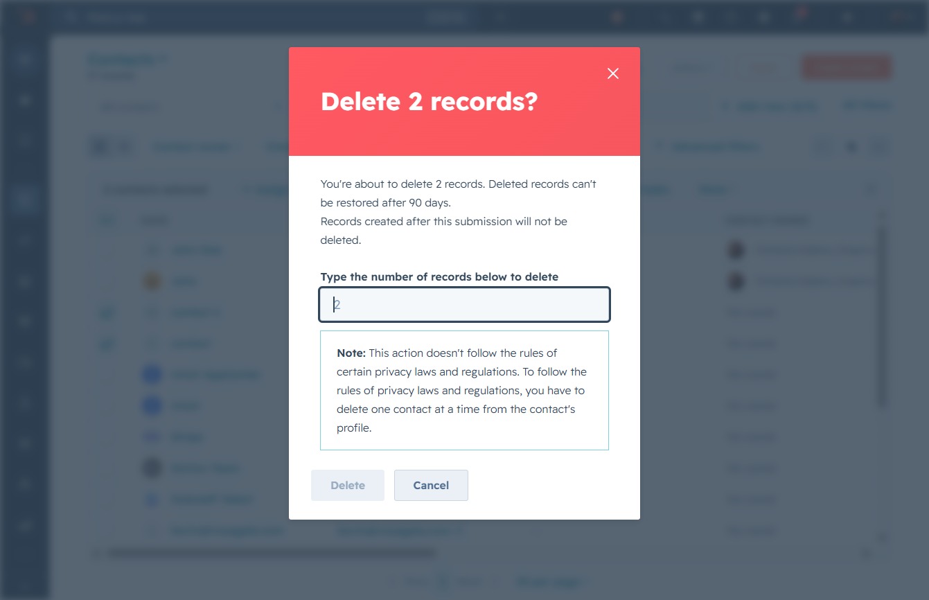 Click here to confirm deletion