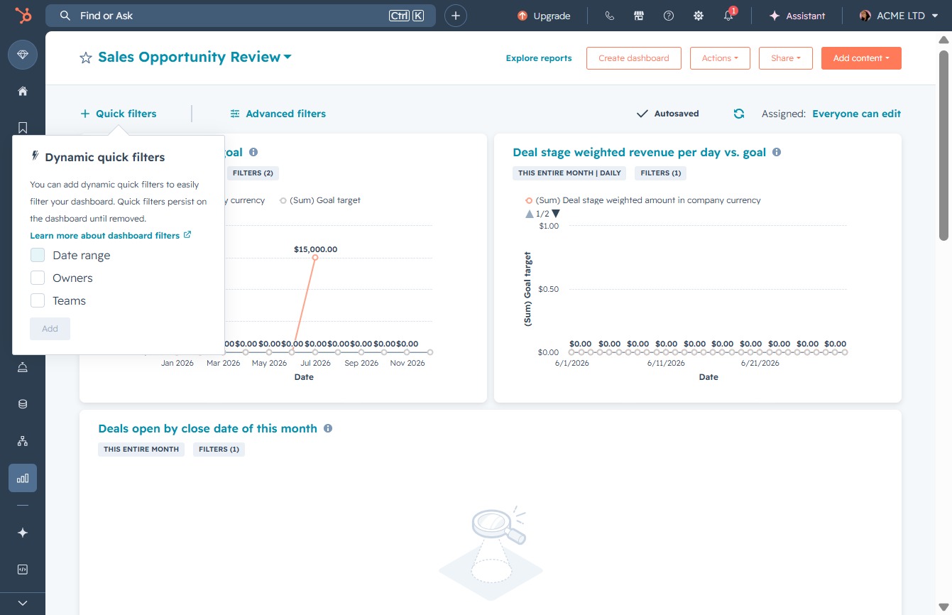 Click here to access dynamic filters