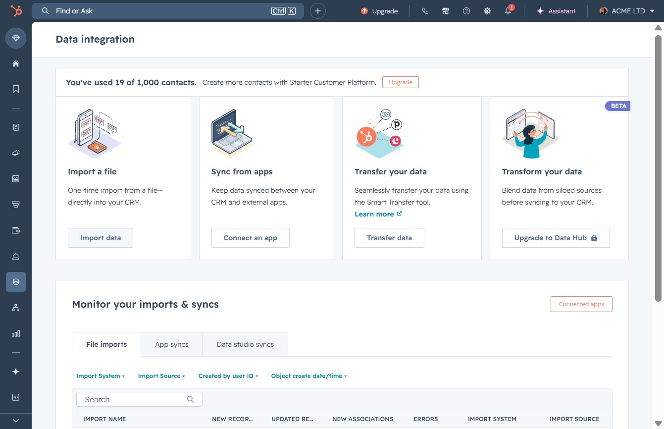 Click the Import data button