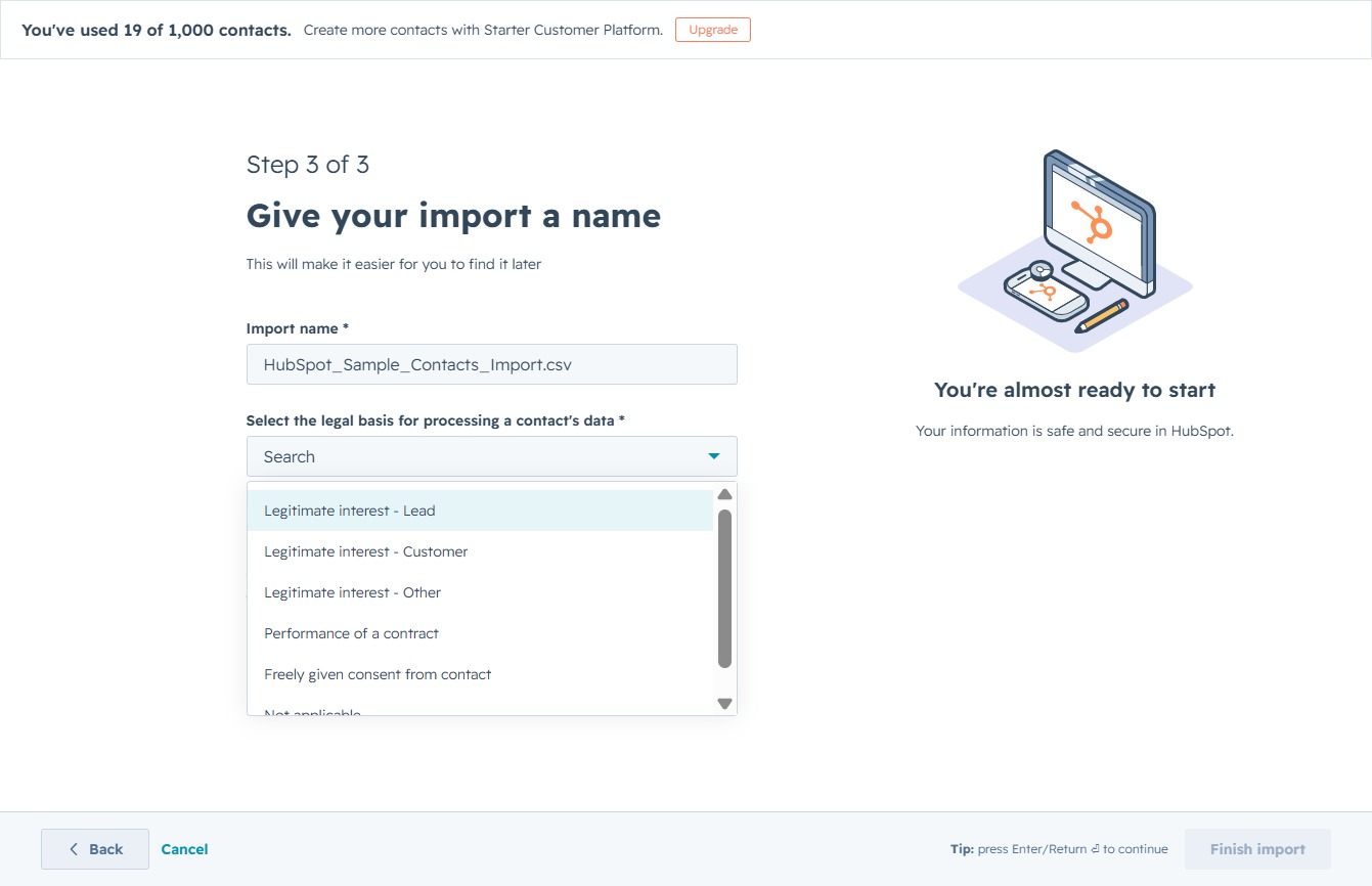 Click the Legitimate interest - Lead option