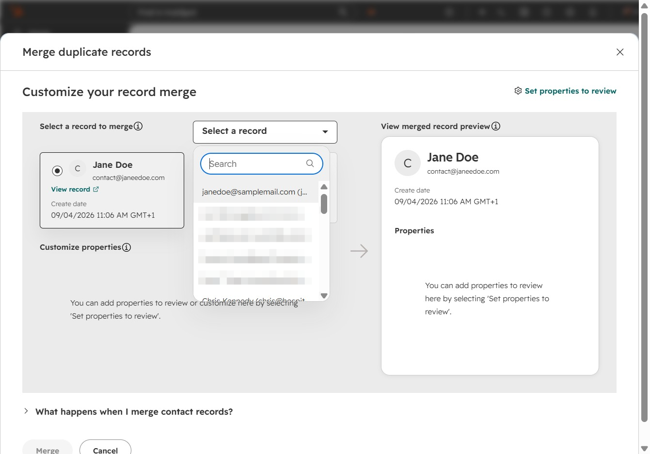 Select Jane Doe's Record