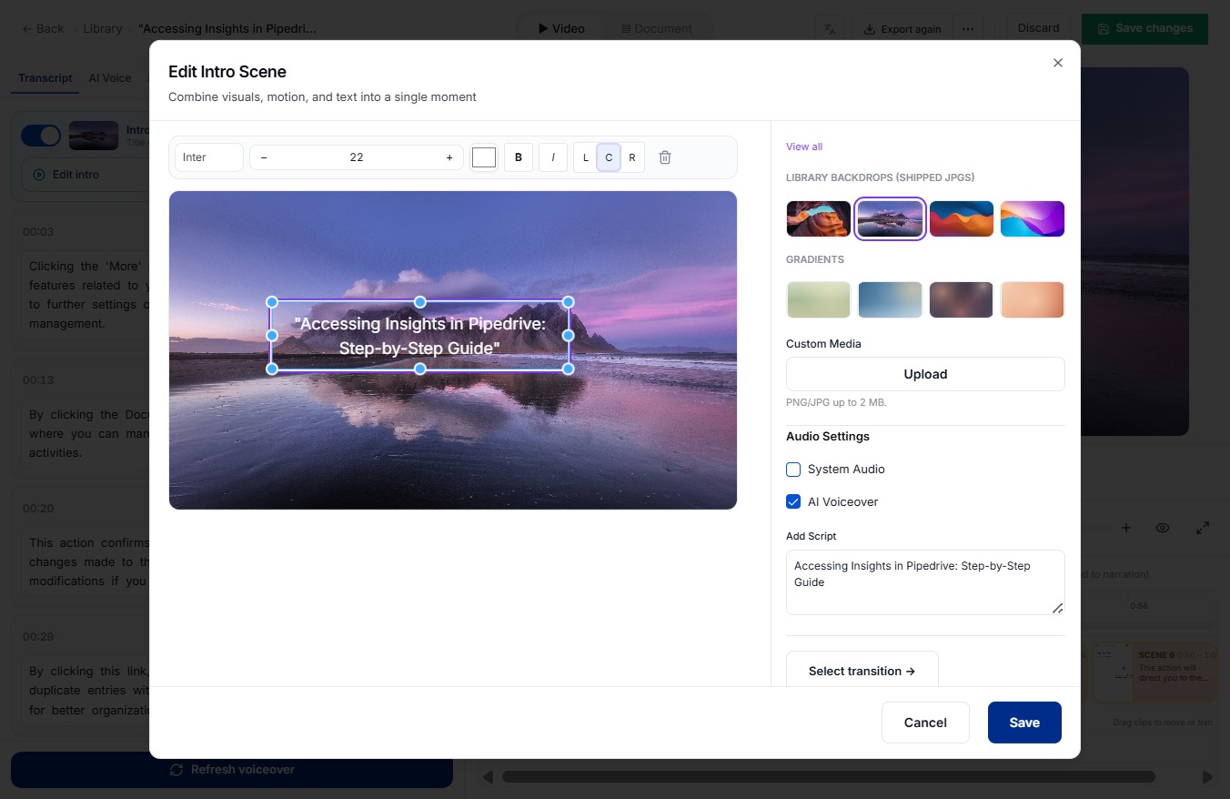 Double-click the 'Accessing Insights in Pipedrive' test