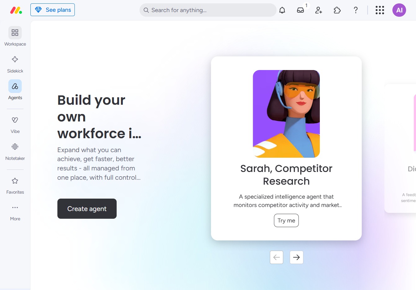 Click the Workspace icon on Monday.com