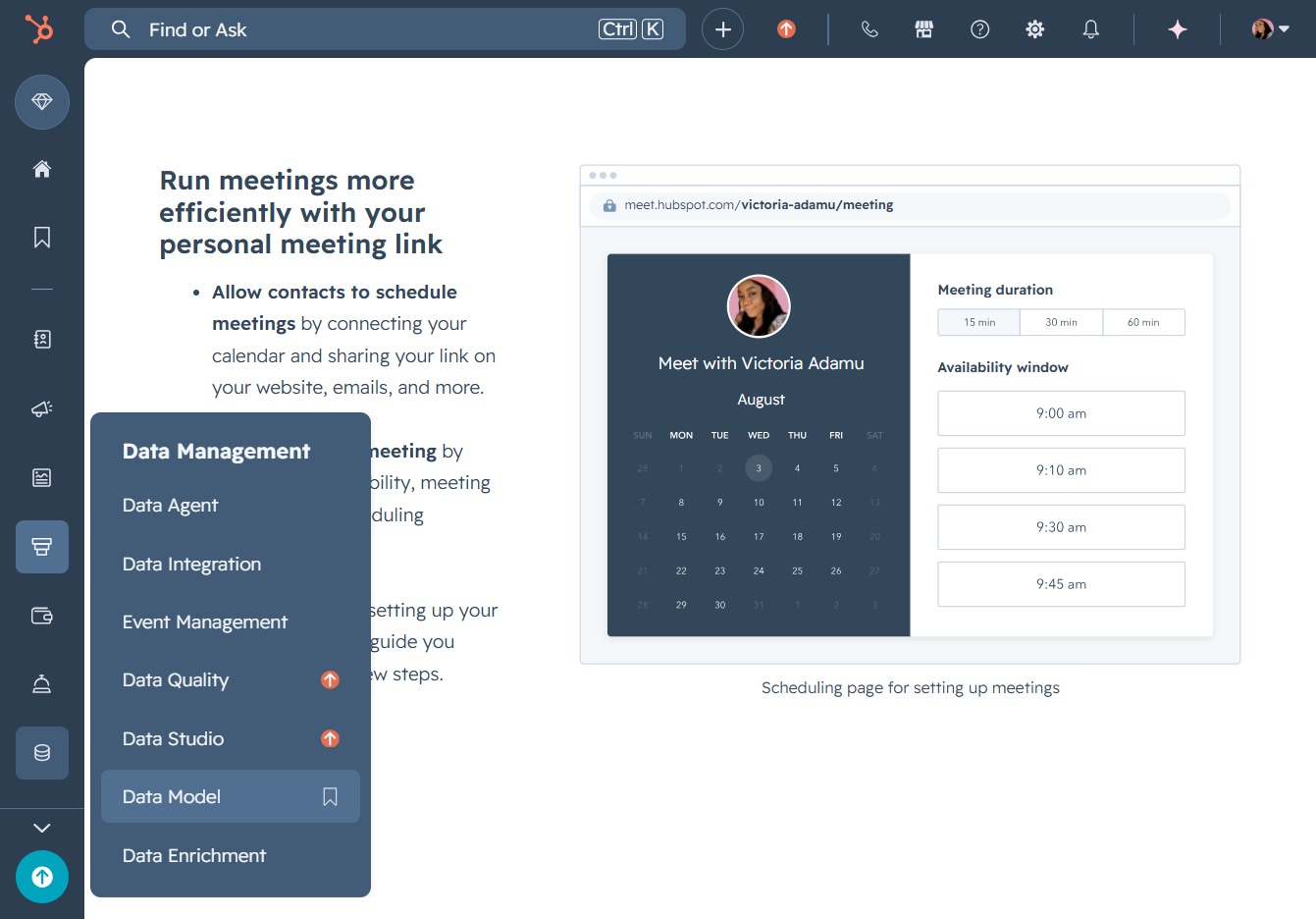 Click the Data Model option