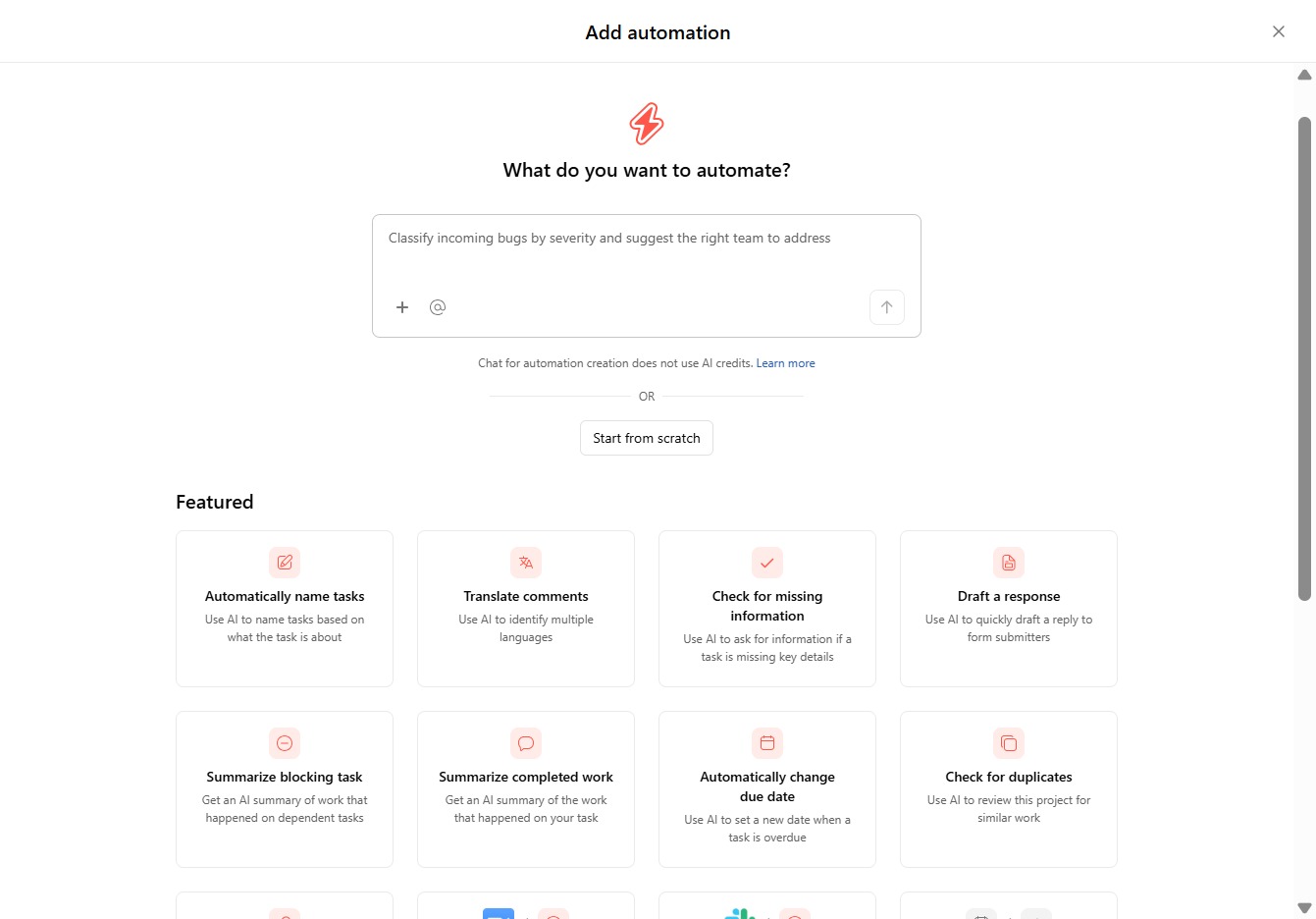 Click the Automation Question
