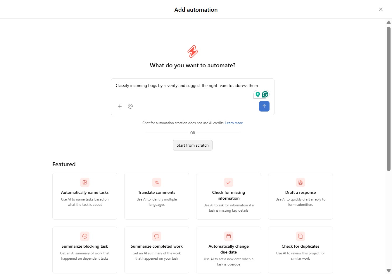 Click Start from scratch