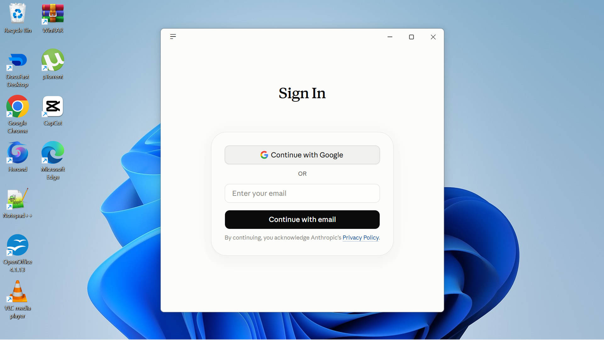 Klicke auf Weiter mit Google