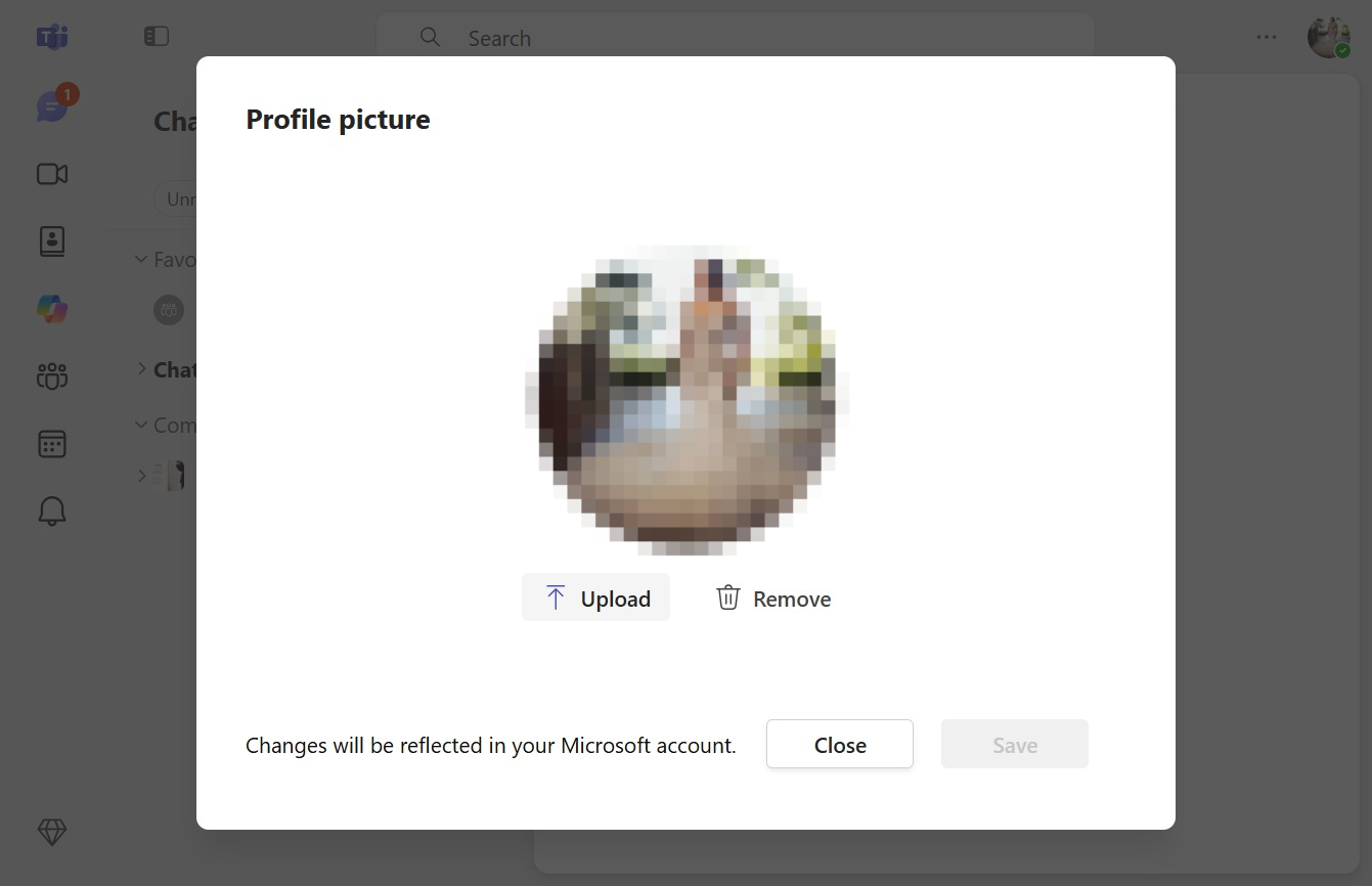 Click the Upload button to change your picture