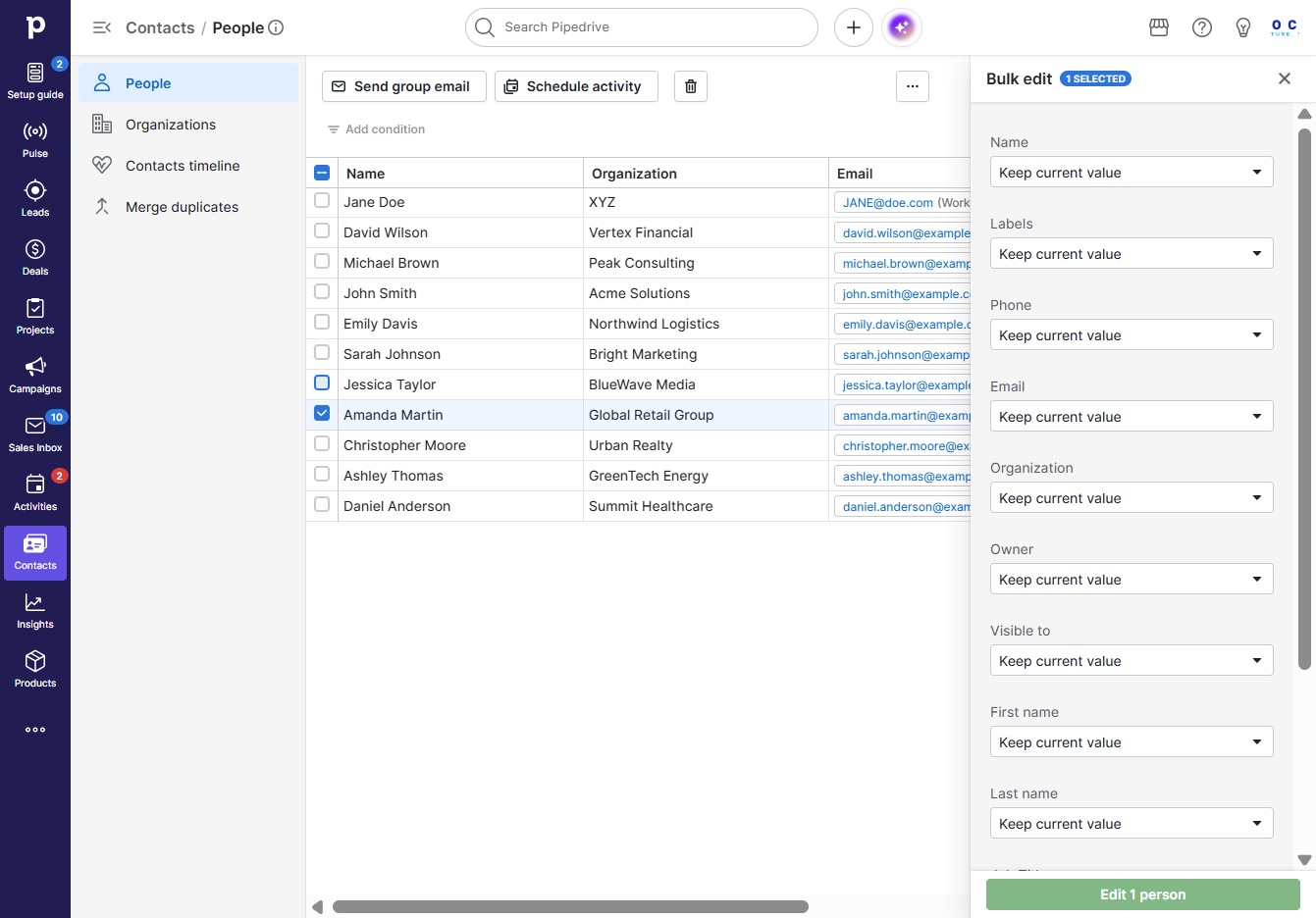 Click the Bulk Edit option