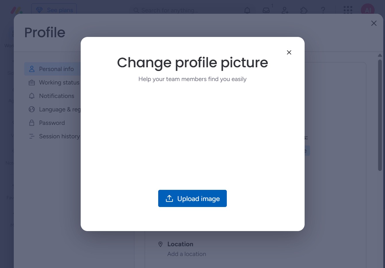 Click the Upload Image button