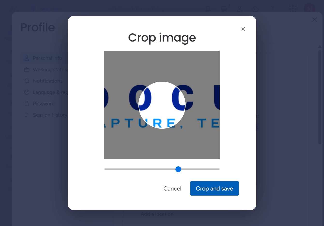 Click the Crop and save button