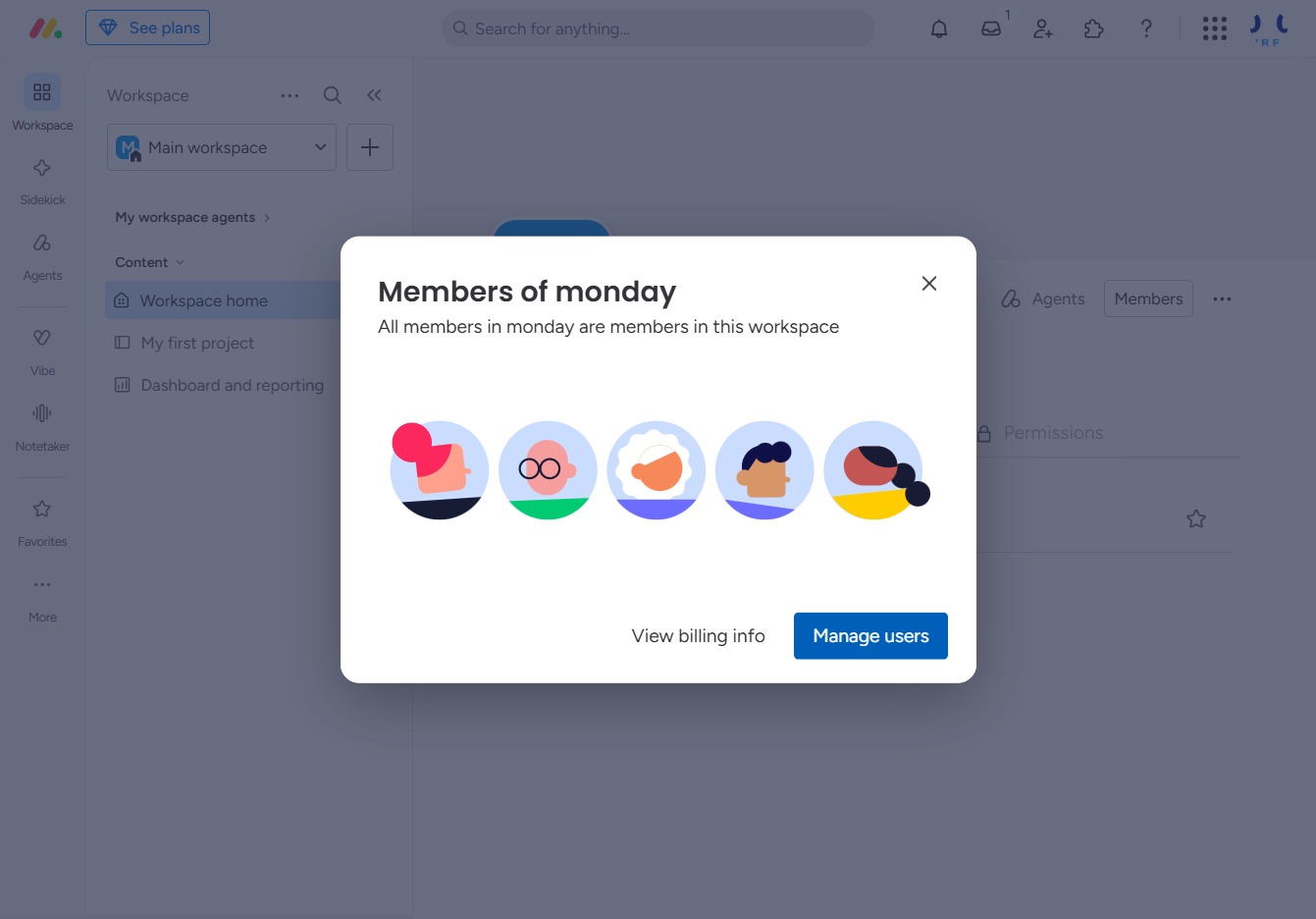 Click the Manage users button