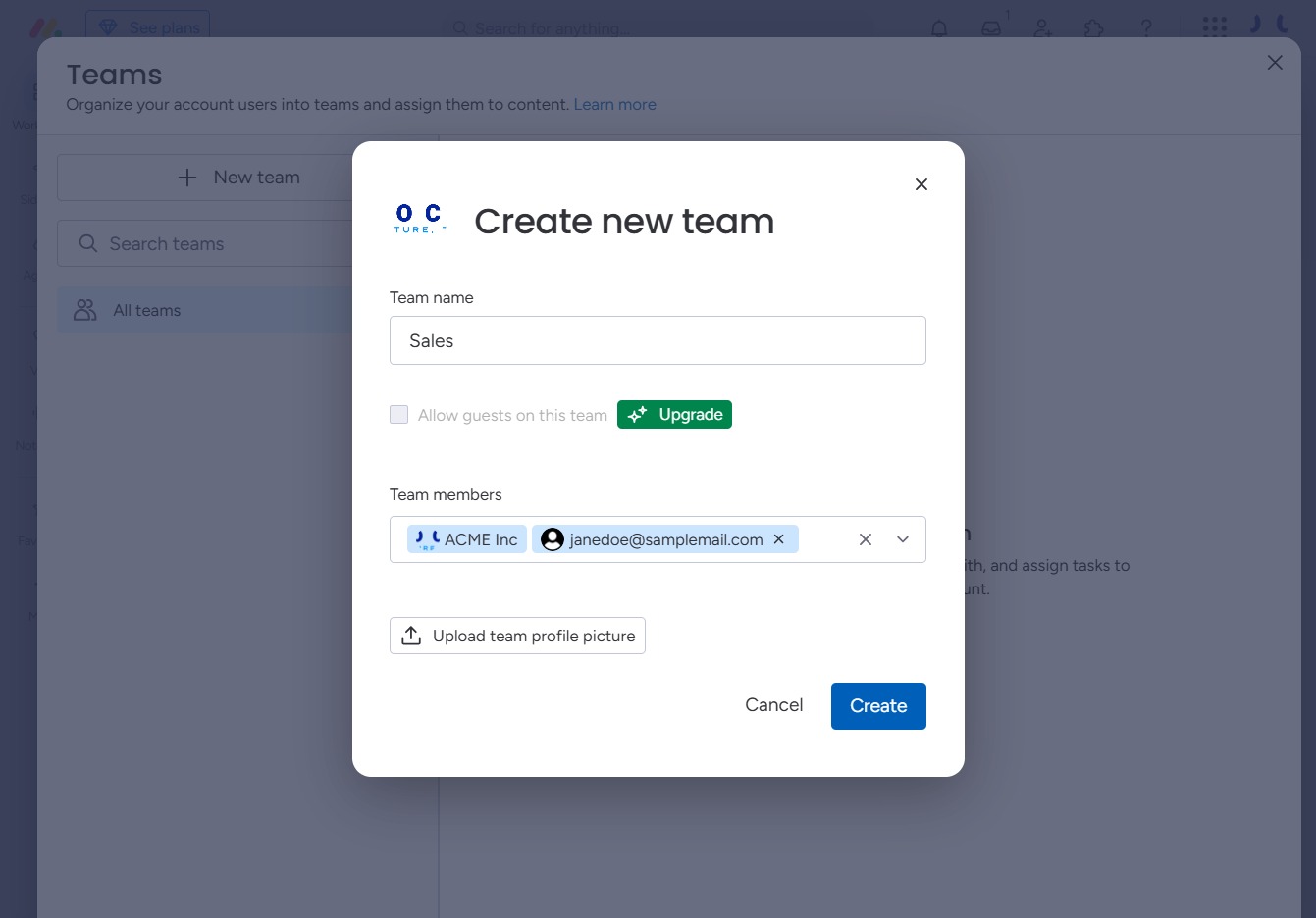 Click the Create button