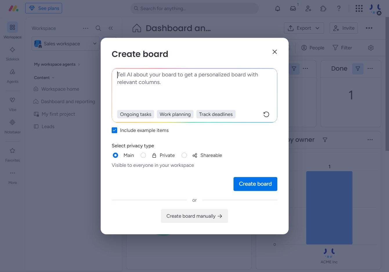 Click on Create board manually link
