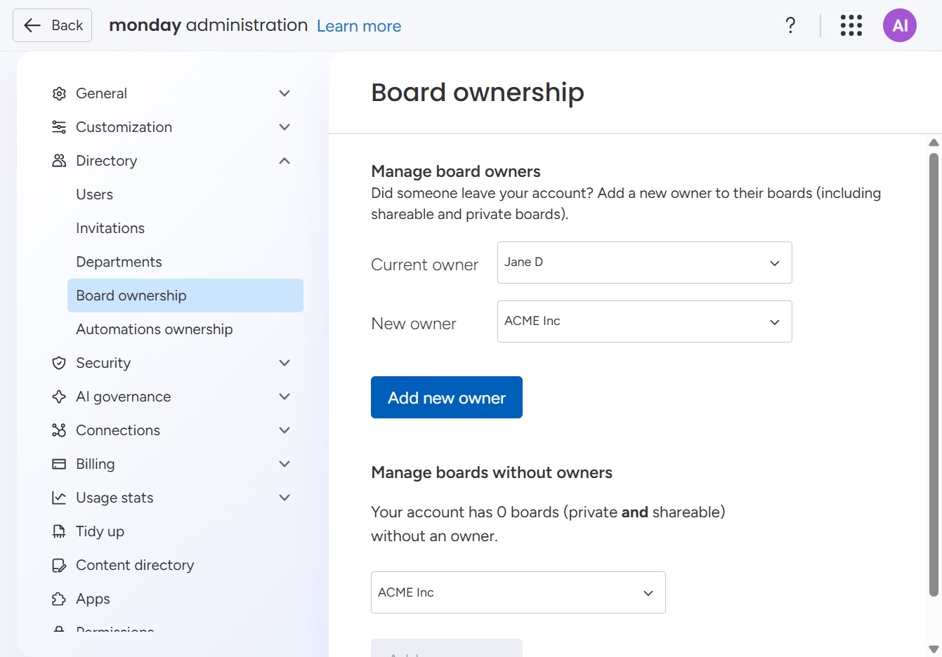 Click the Add new owner button