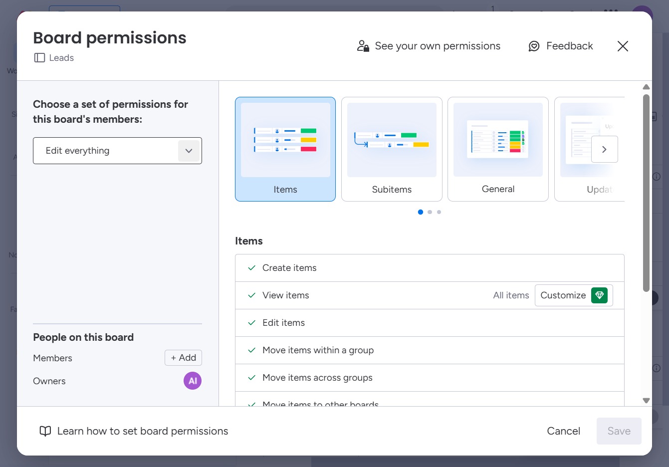 Click the Customize button