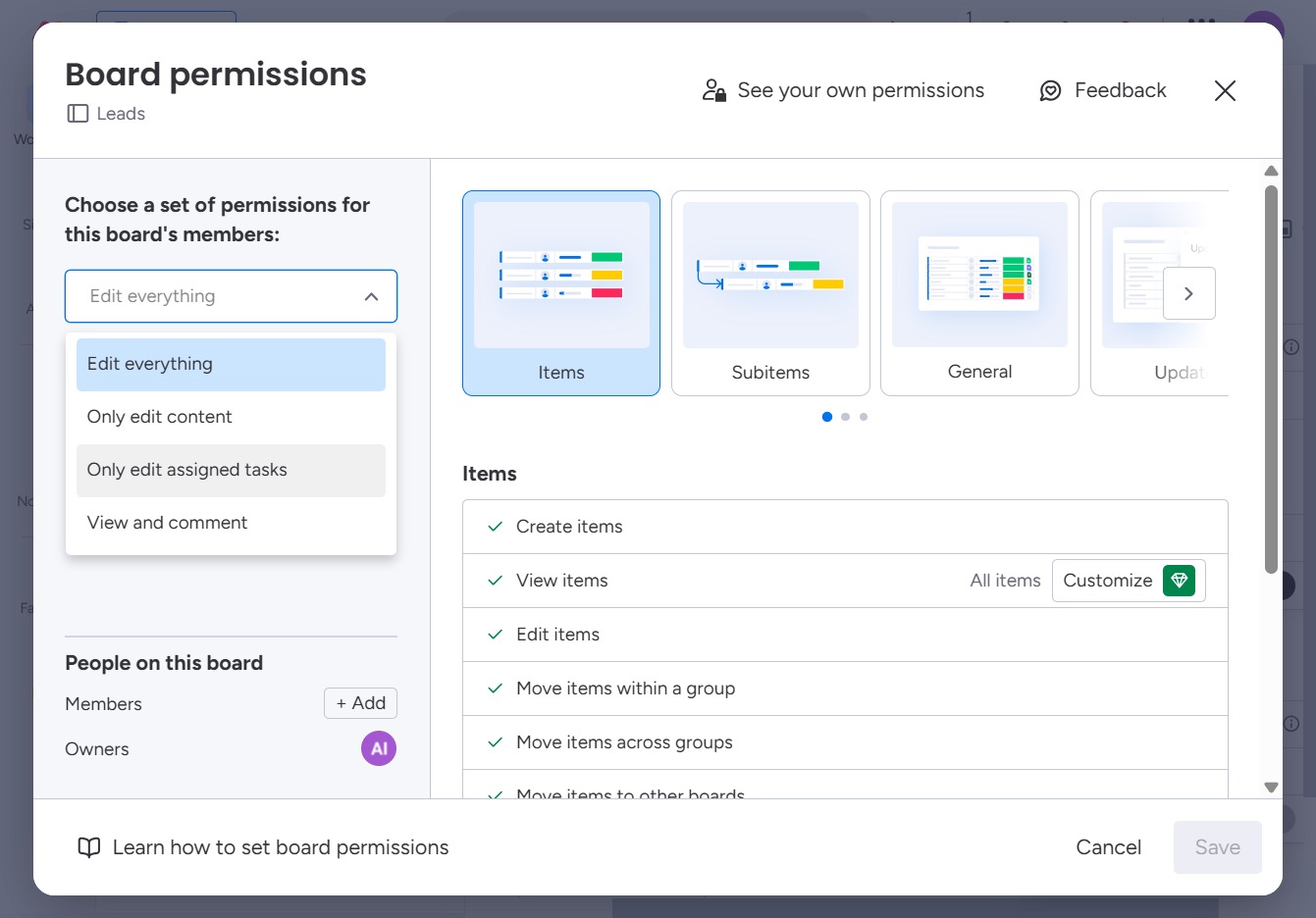 Click the 'Only edit assigned tasks' option