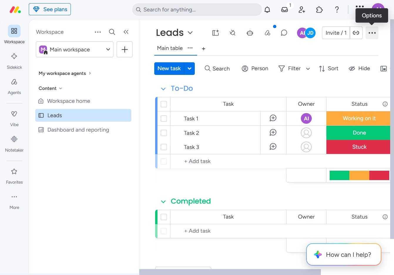 Click here to add a new task