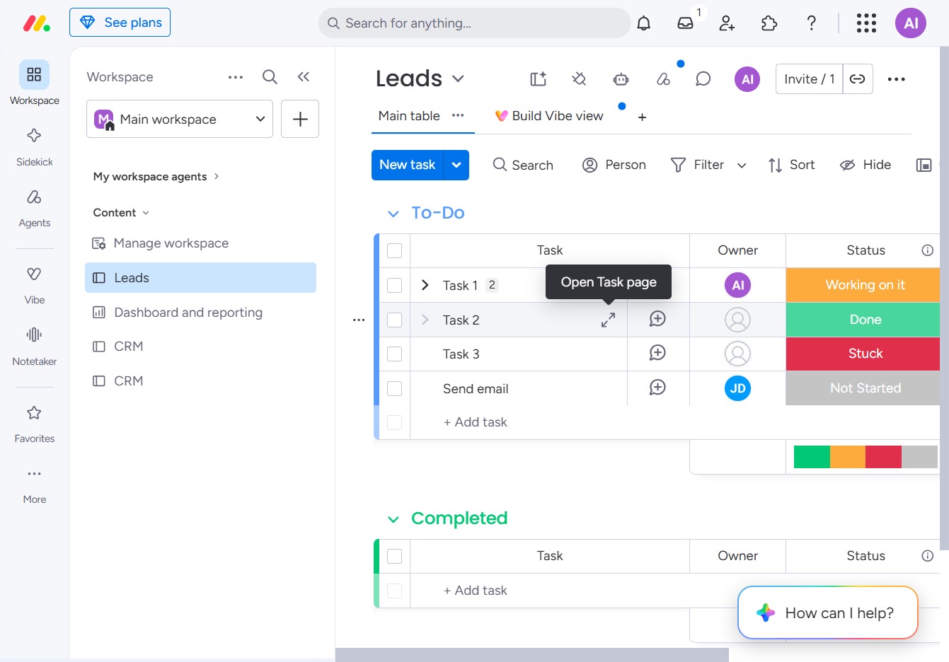 Click here to open Task page