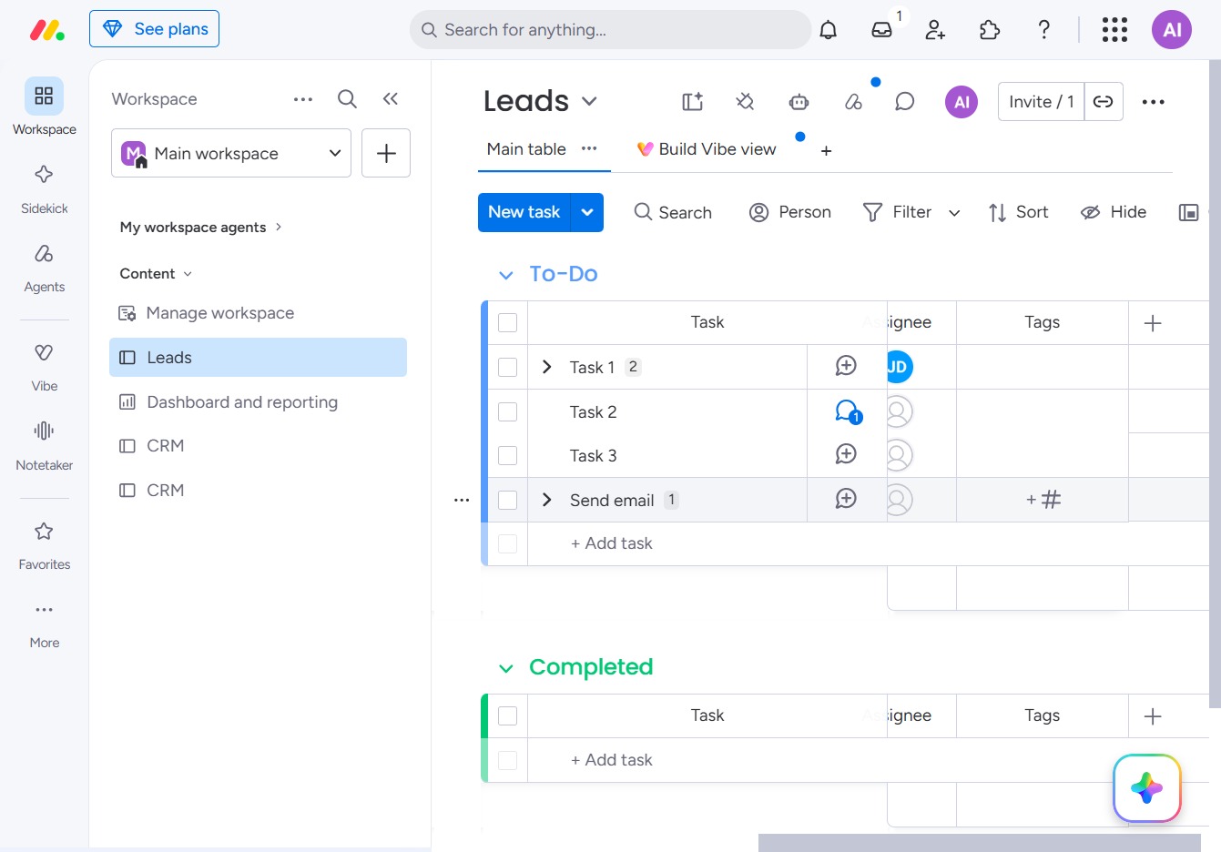 Click here to create a new task