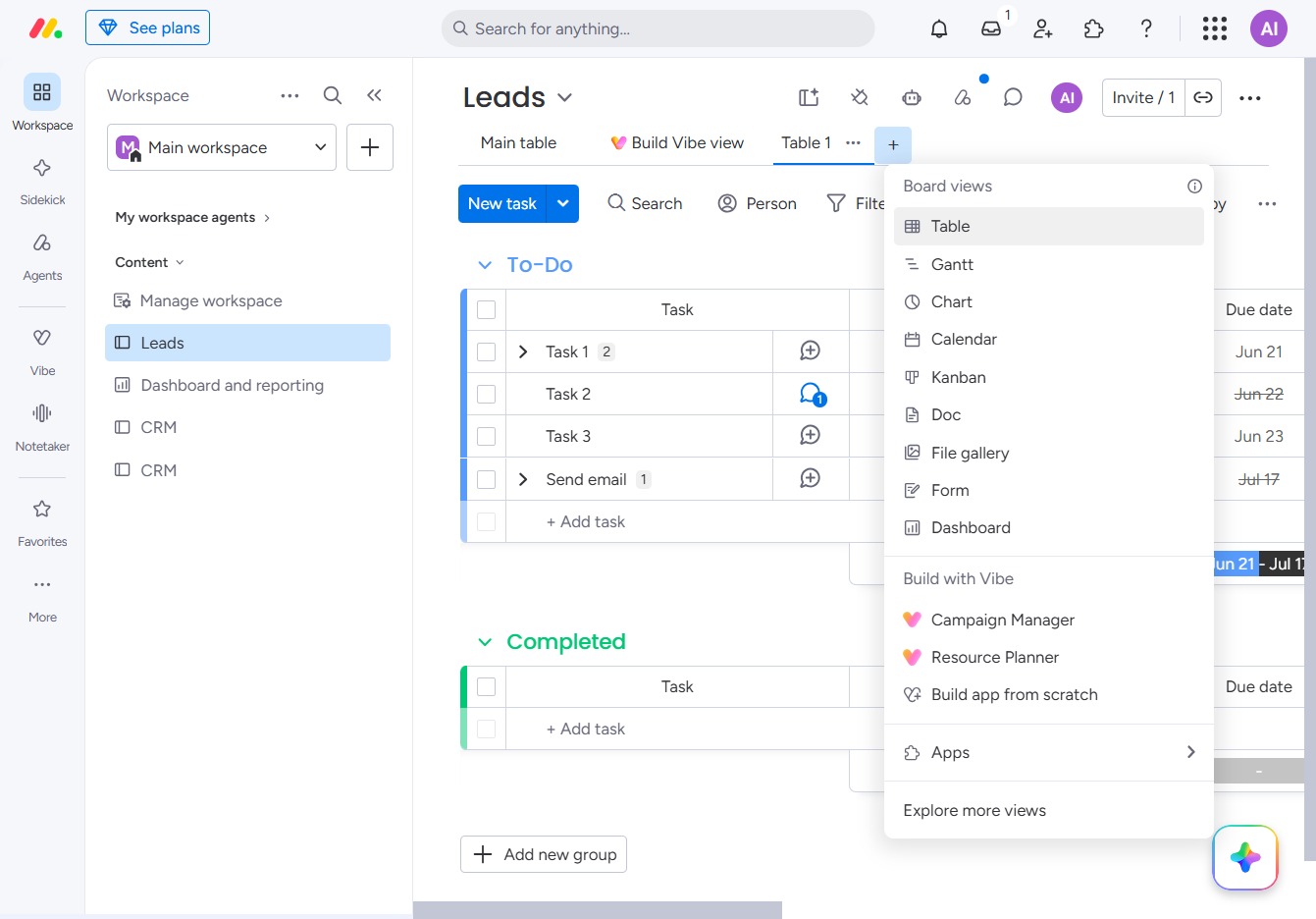 Click the Table view option