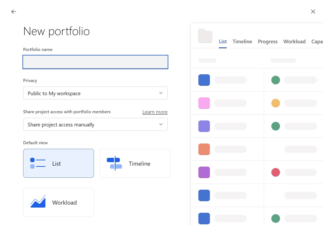 Click here to input portfolio name
