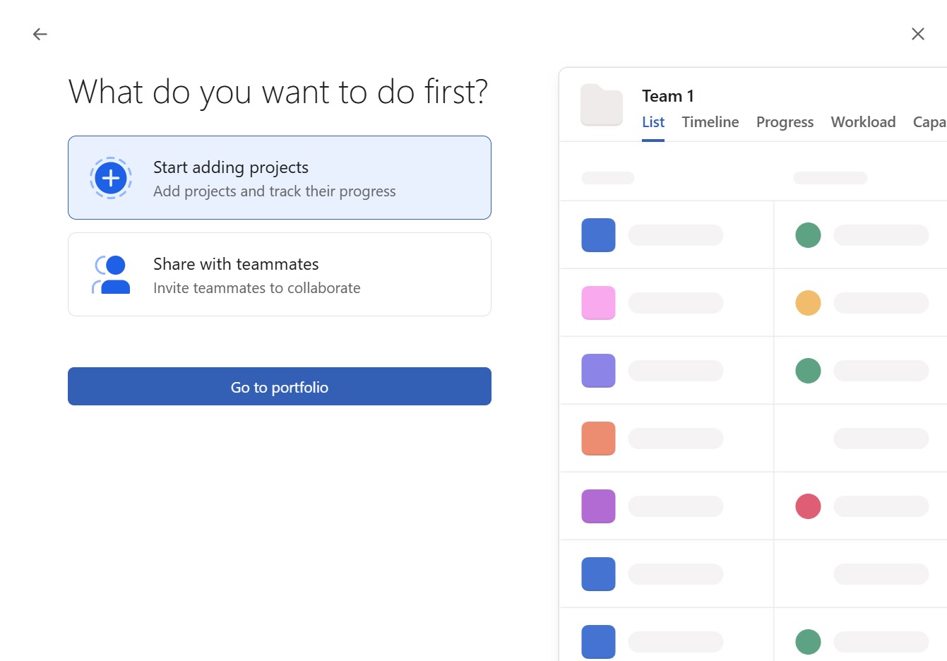 Click the Go to Portfolio button