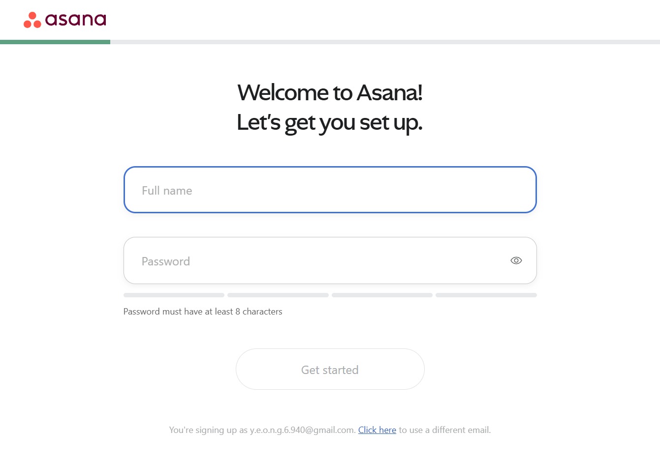 Click here to use a different email