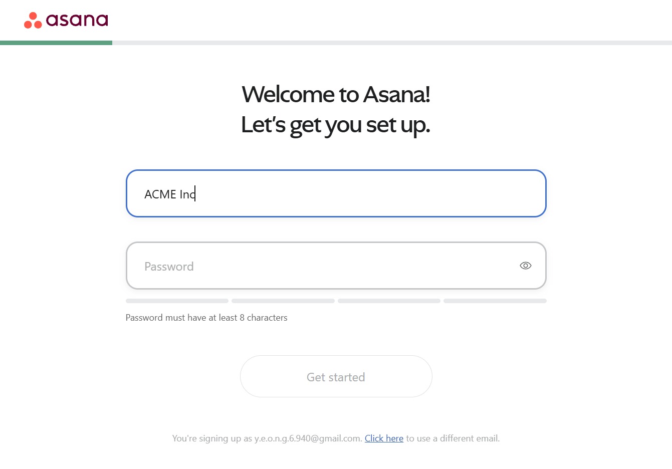 Type your company name in Full name
