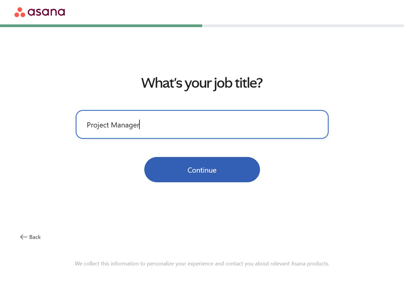 Type your job title in the field