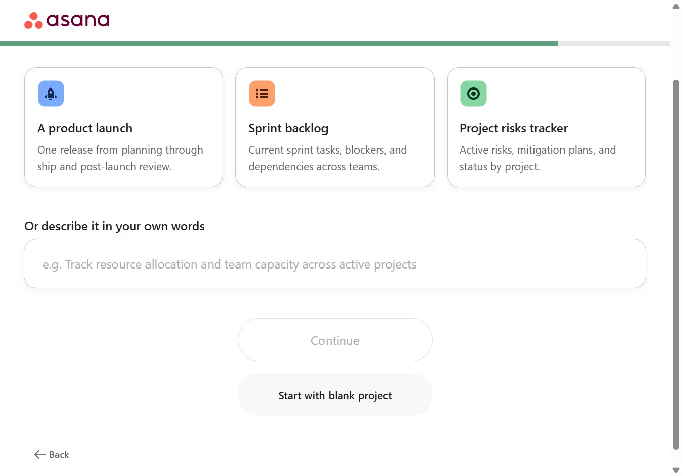 Click the Start with blank project option
