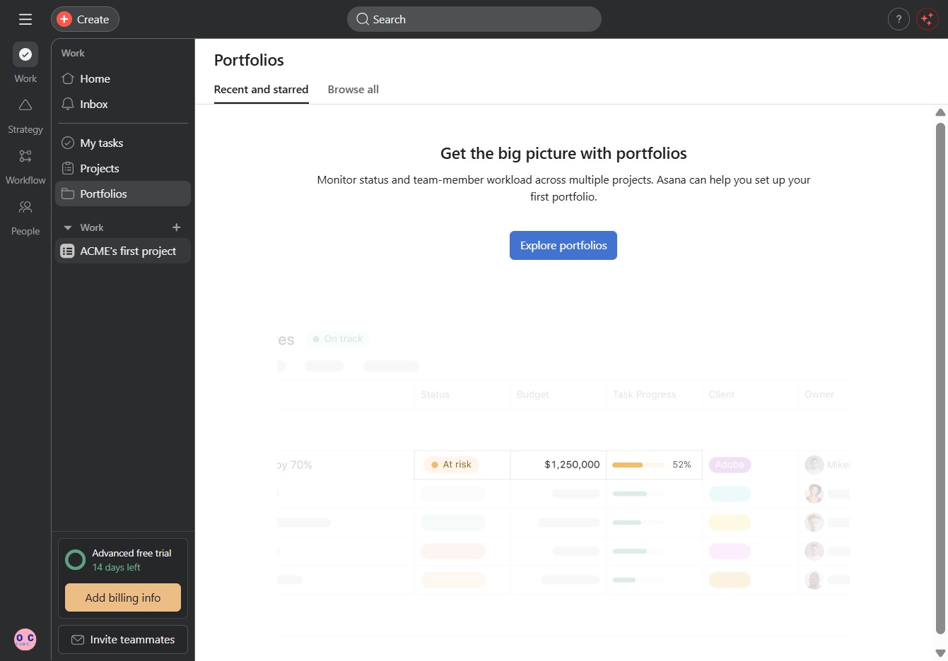 Click ACME's first project