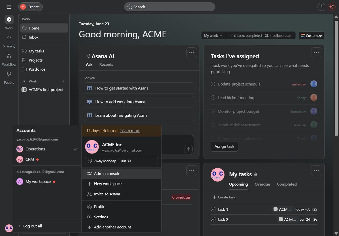 Click the Admin console option