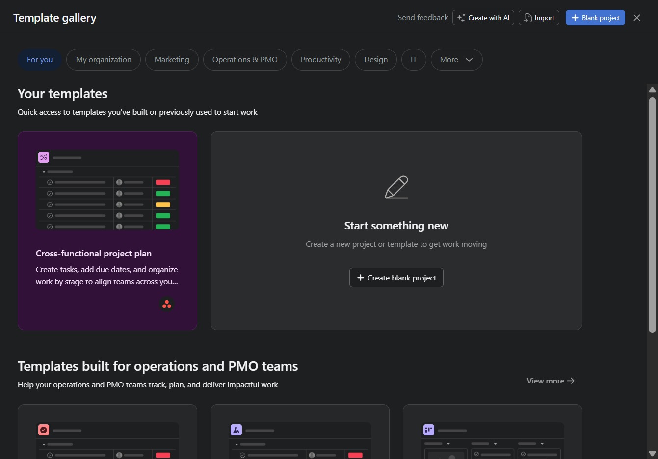 Click the Create blank project button