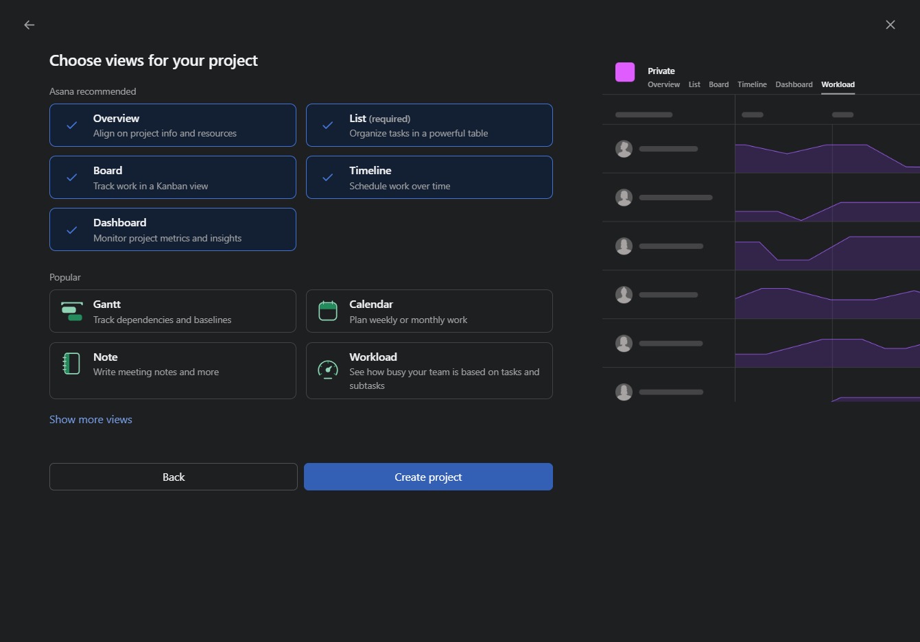 Click the Create project button