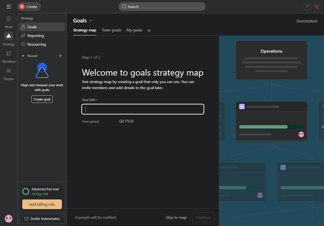 Click the input field to enter goal title