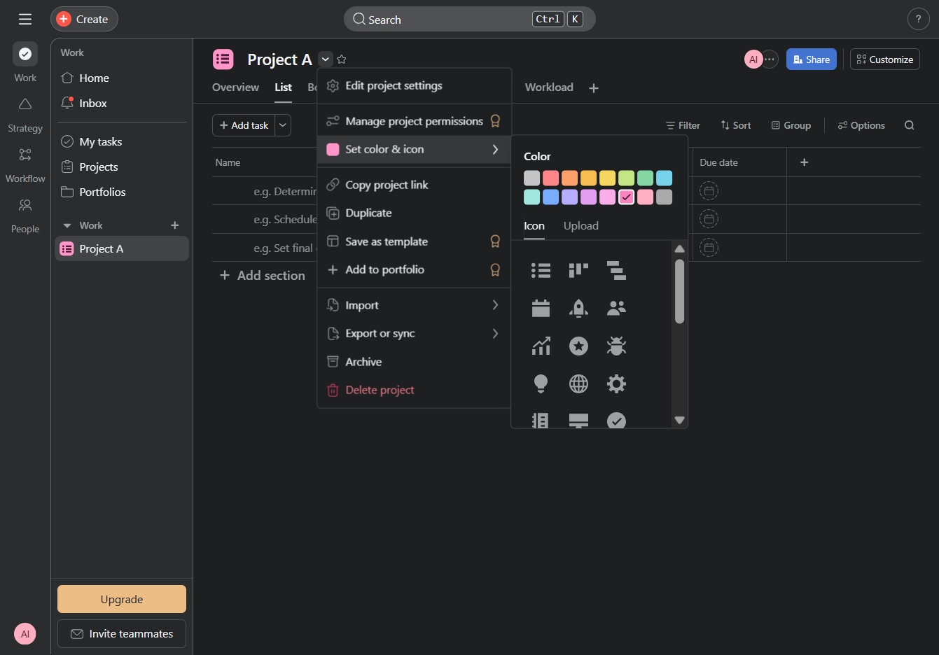 Click 'Set color & icon'