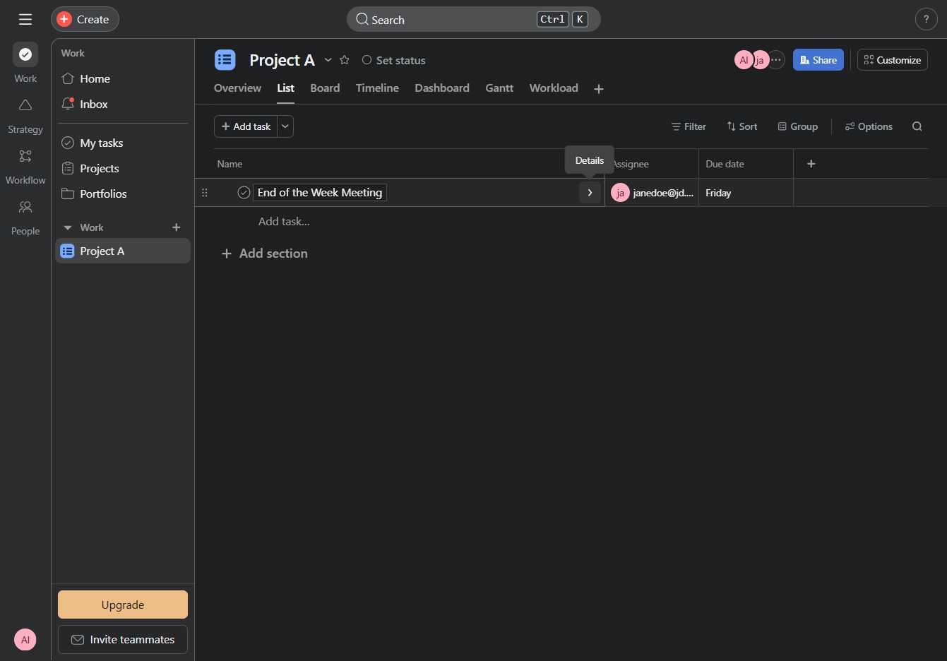 Click here to add a task