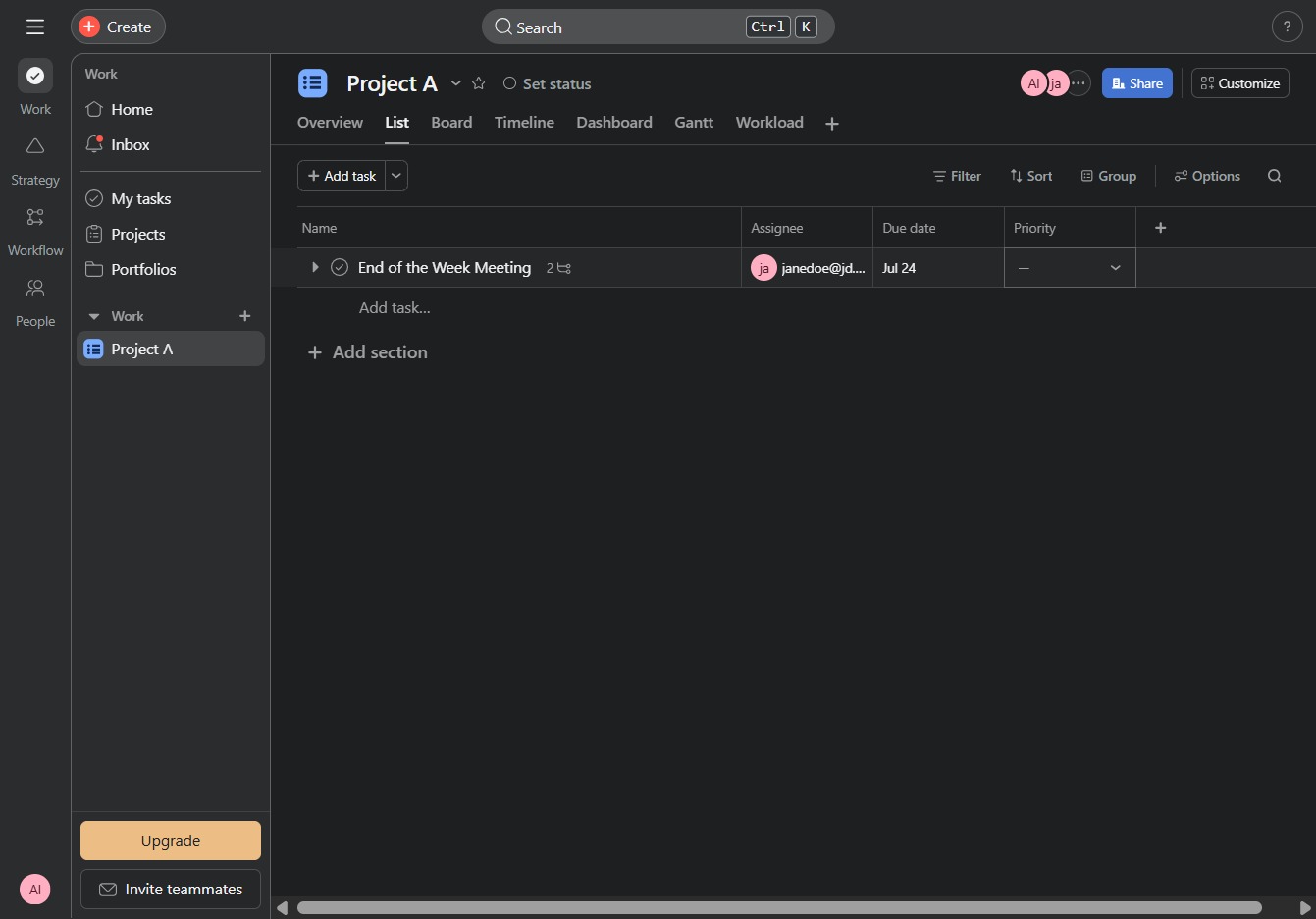 Click the Add task button