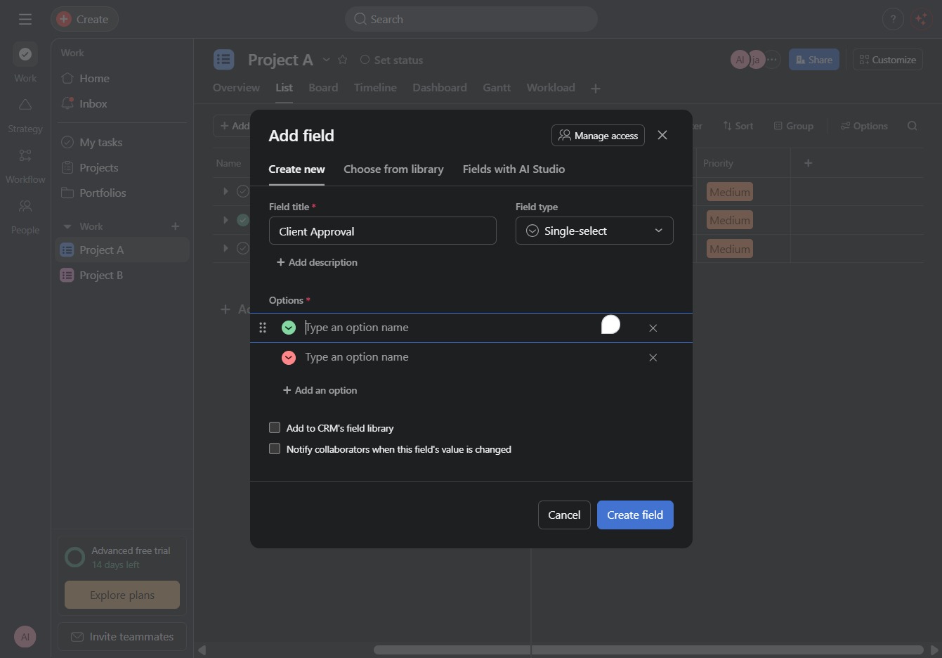 Click the Add Field button