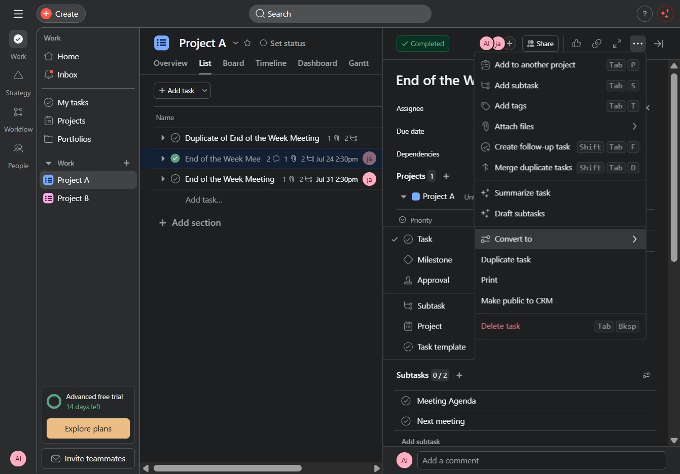 Click the Convert to option