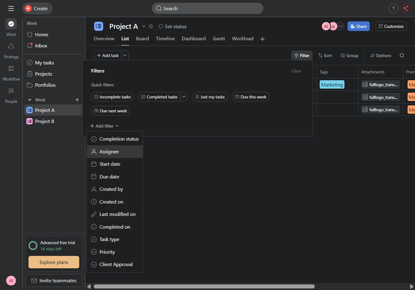 Click the Assignee field