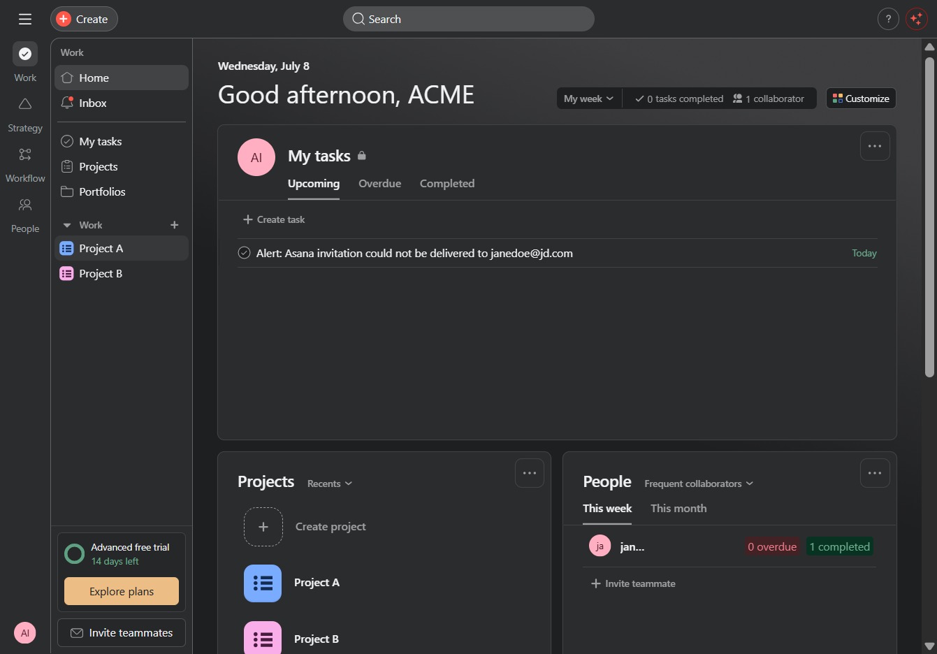 Click on Project A