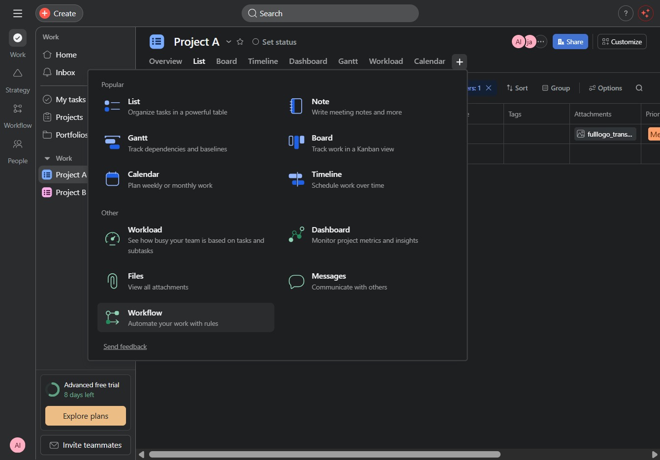 Click the Automate your work with rules option
