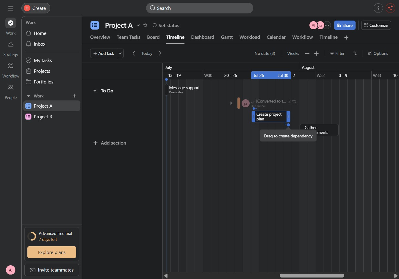 Click here to create a task