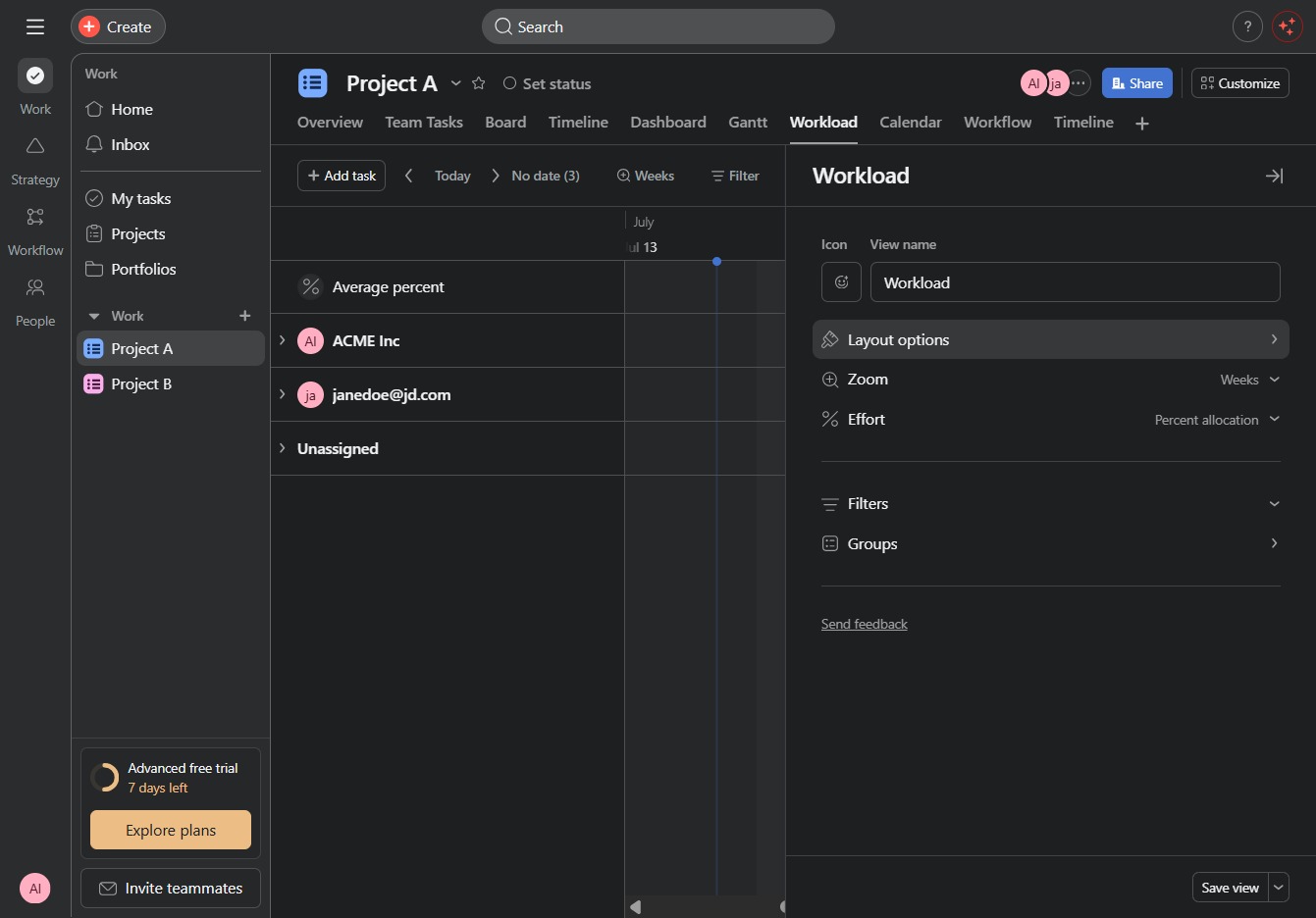 Click the Layout options menu
