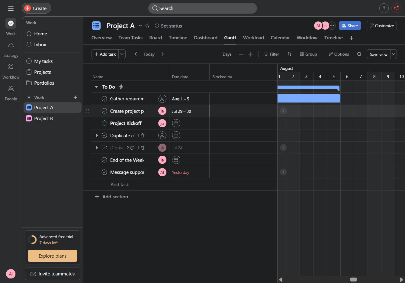 Click here to create a new task