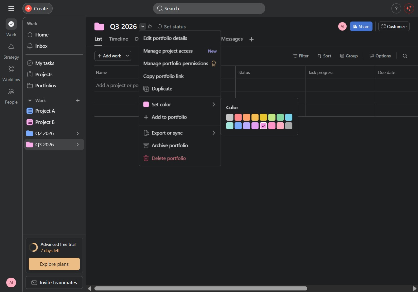 Click the Set color option