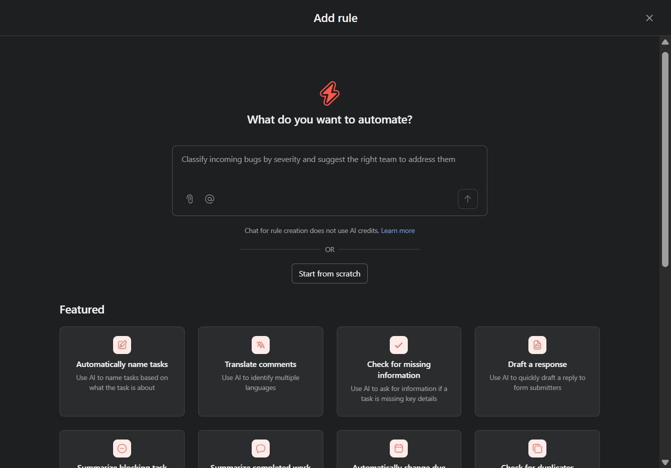 Click the Start from scratch button